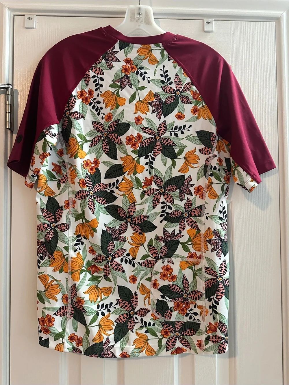 Coolibar Hightide Short Sleeve Swim Shirt Apricot Crush Floral Paradise Mens S